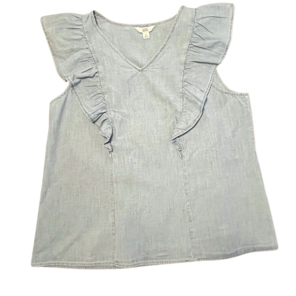 Croft & Barrow XL Chambray Ruffle Top
